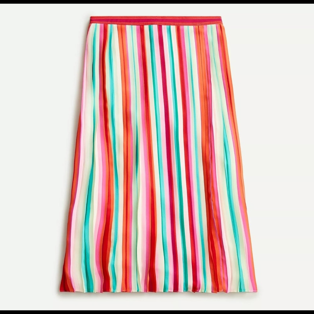 J. Crew Sunburst Pleated Skirt Rainbow